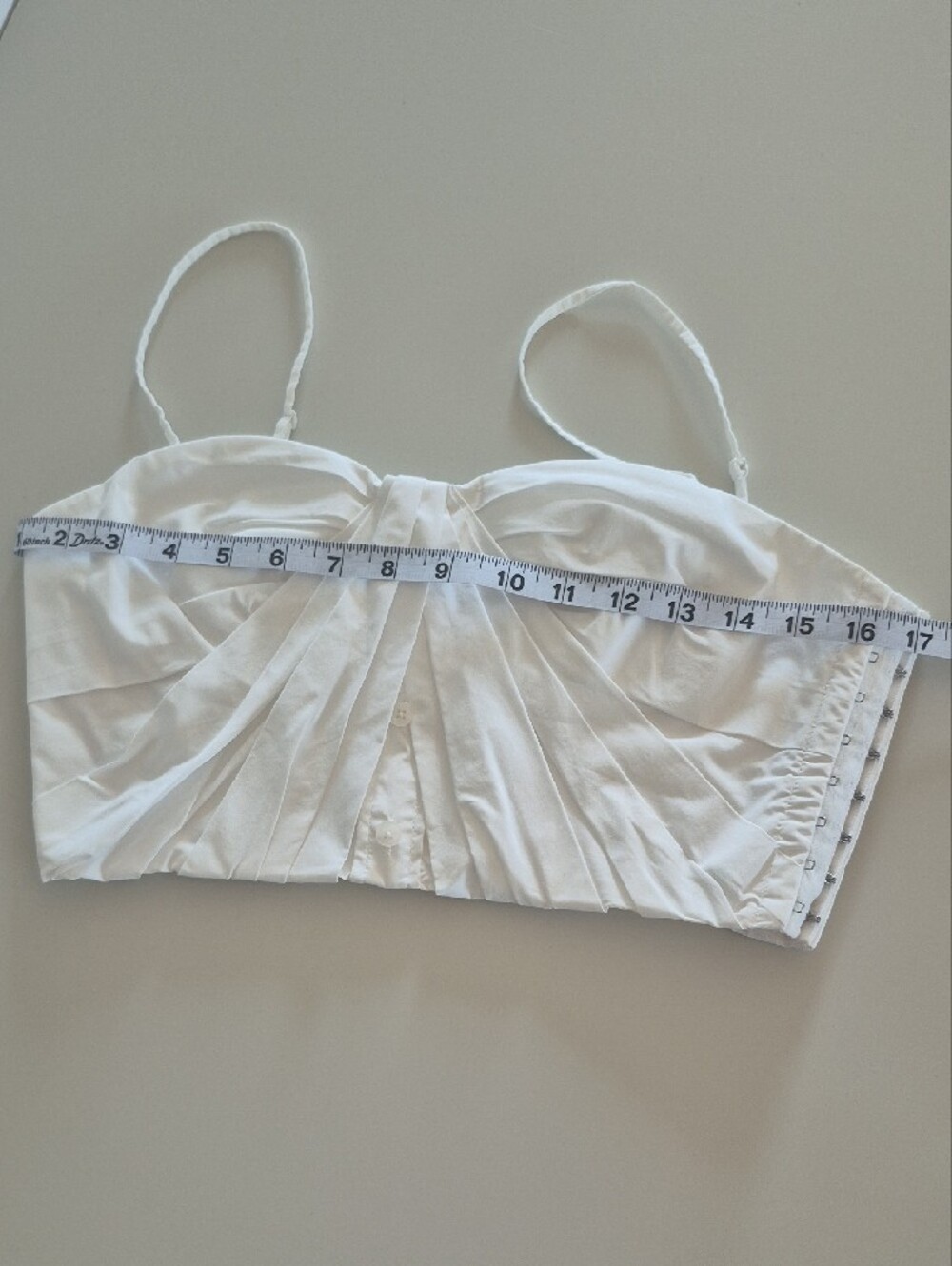 Jonathan Simkhai Cotton Pleated White Bustier Crop Cami Top, Size 4 - Picture 13 of 16